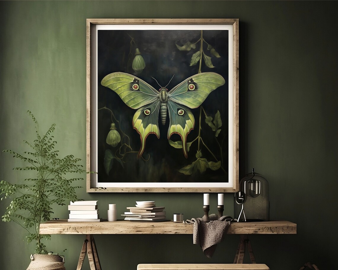 Luna Moth Botanical Gothic Art Print, Whimsigoth - Image 4