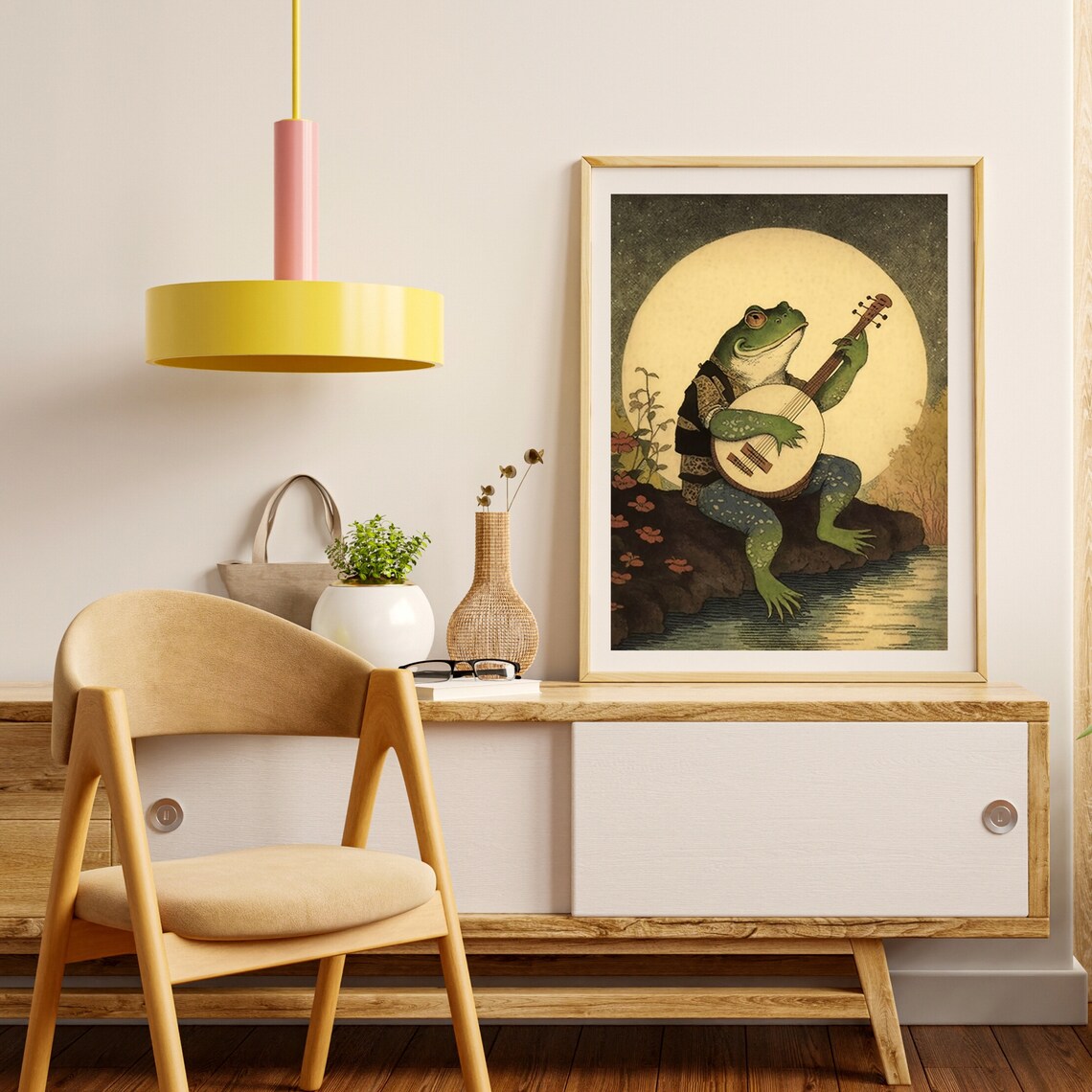 Frog Playing Banjo in Moonlight, Vintage Poster - Image 4