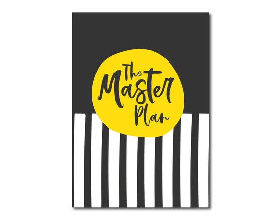 The Master Plan Notebook Journal Cover Bold Stripes Yellow Sun Art Print