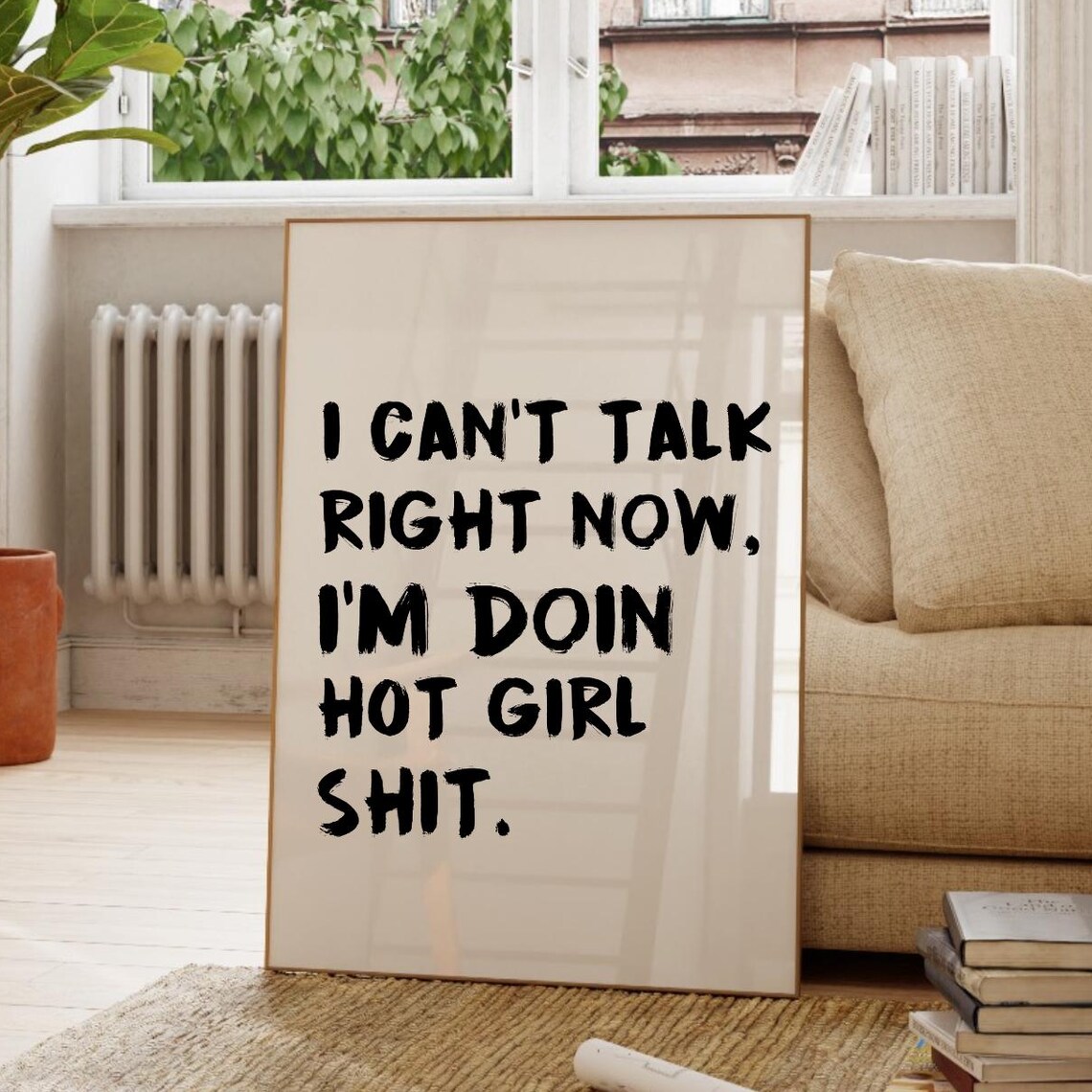 Sassy Hot Girl Energy Bold Black Fun Typography Quote Art Poster