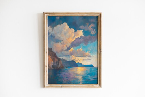 Isle of Skye Coastal Cliffs Sunset Dramatic Seascape Art Poster
