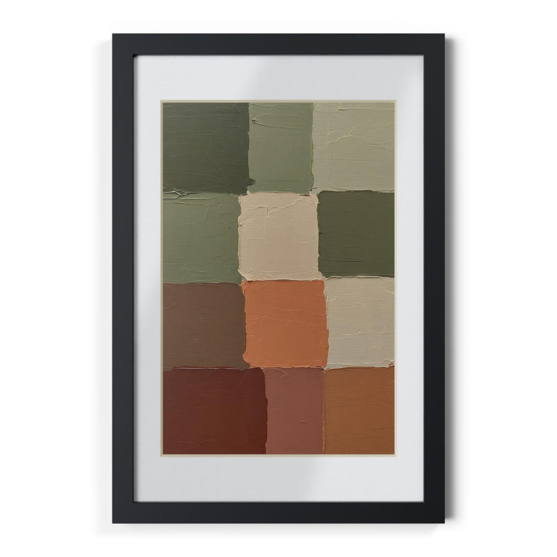 Calm Earthy Checkerboard Blocks Minimalist Abstract Art Poster - Image 3
