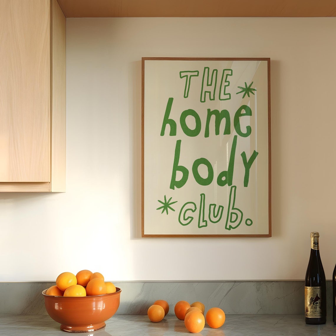 Homebody Club Green Lettering Cream Retro Fun Square Decor Poster