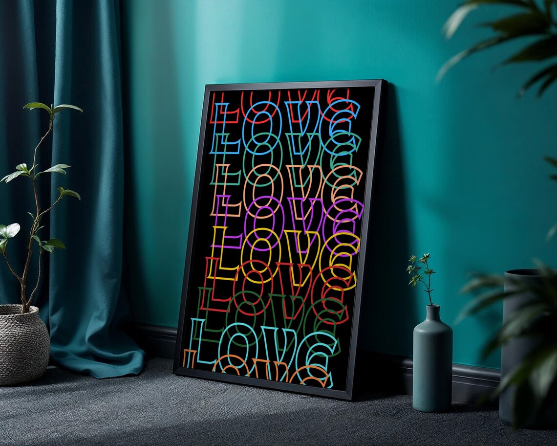 Love Rainbow Heart Poster, Living Room Decor - Image 2