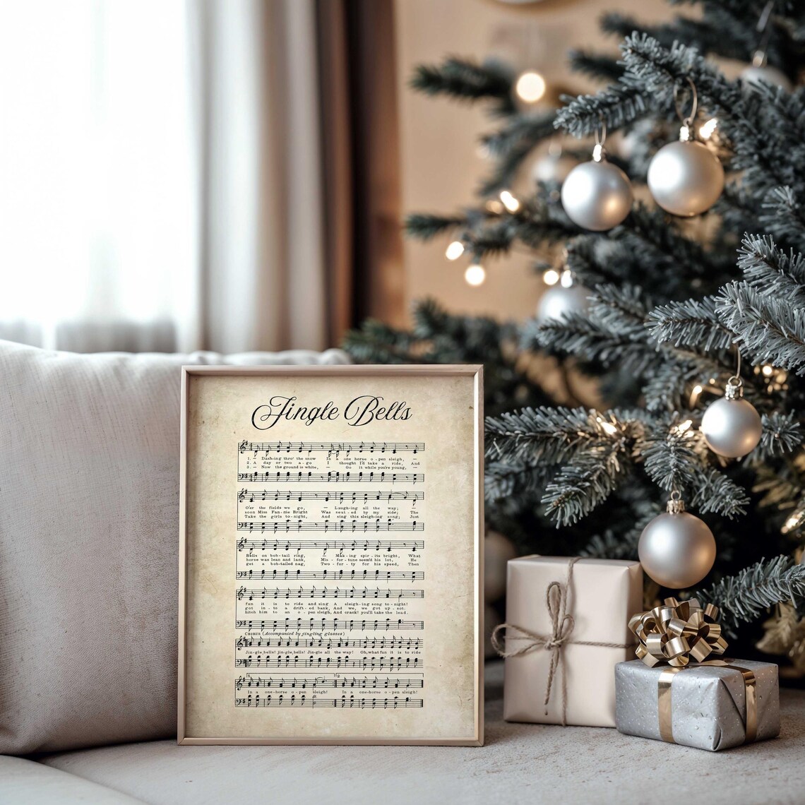 Jingle Bells Vintage Sheet Music On Aged Parchment Christmas Poster - Image 3