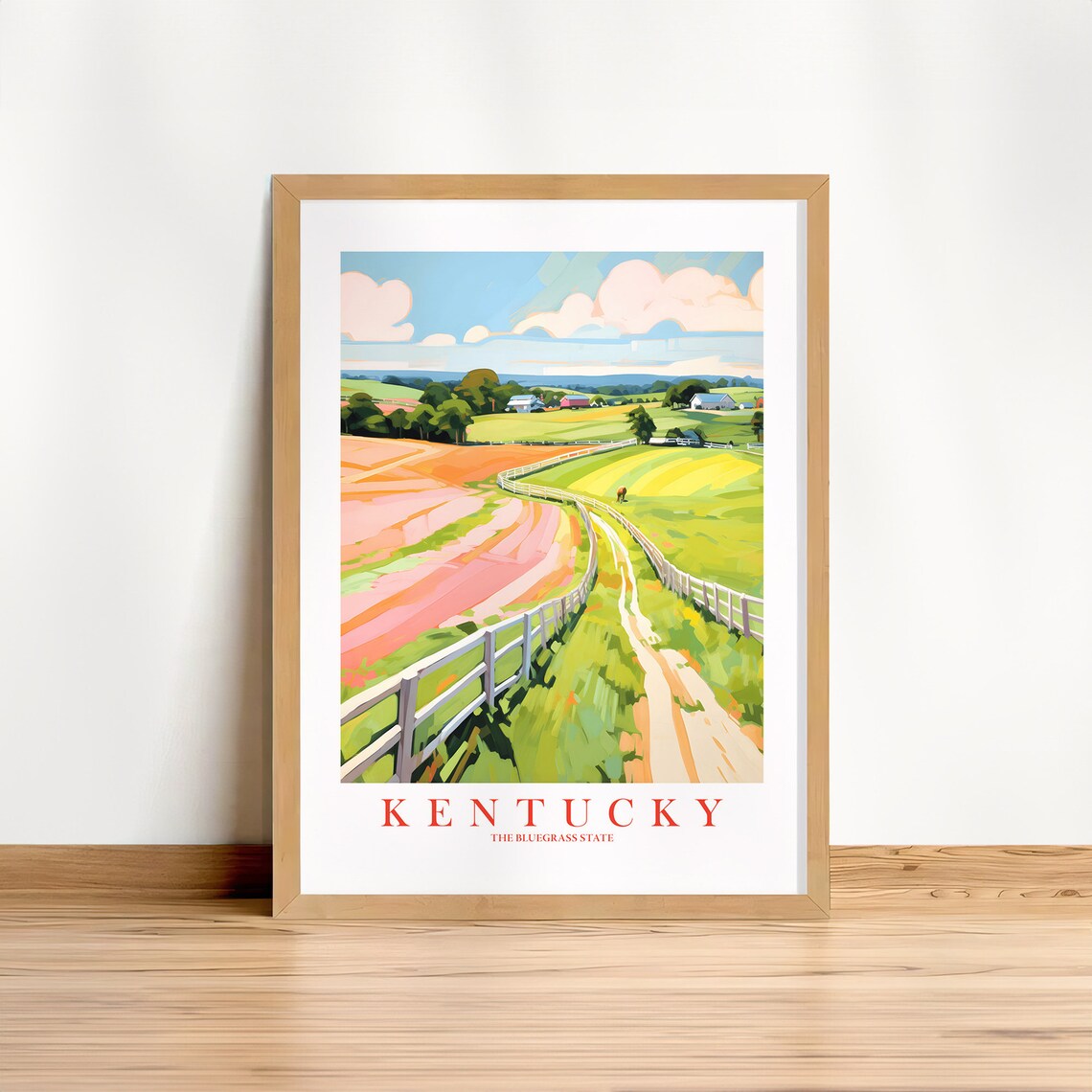 Kentucky Travel Poster, Bluegrass State Retro Print