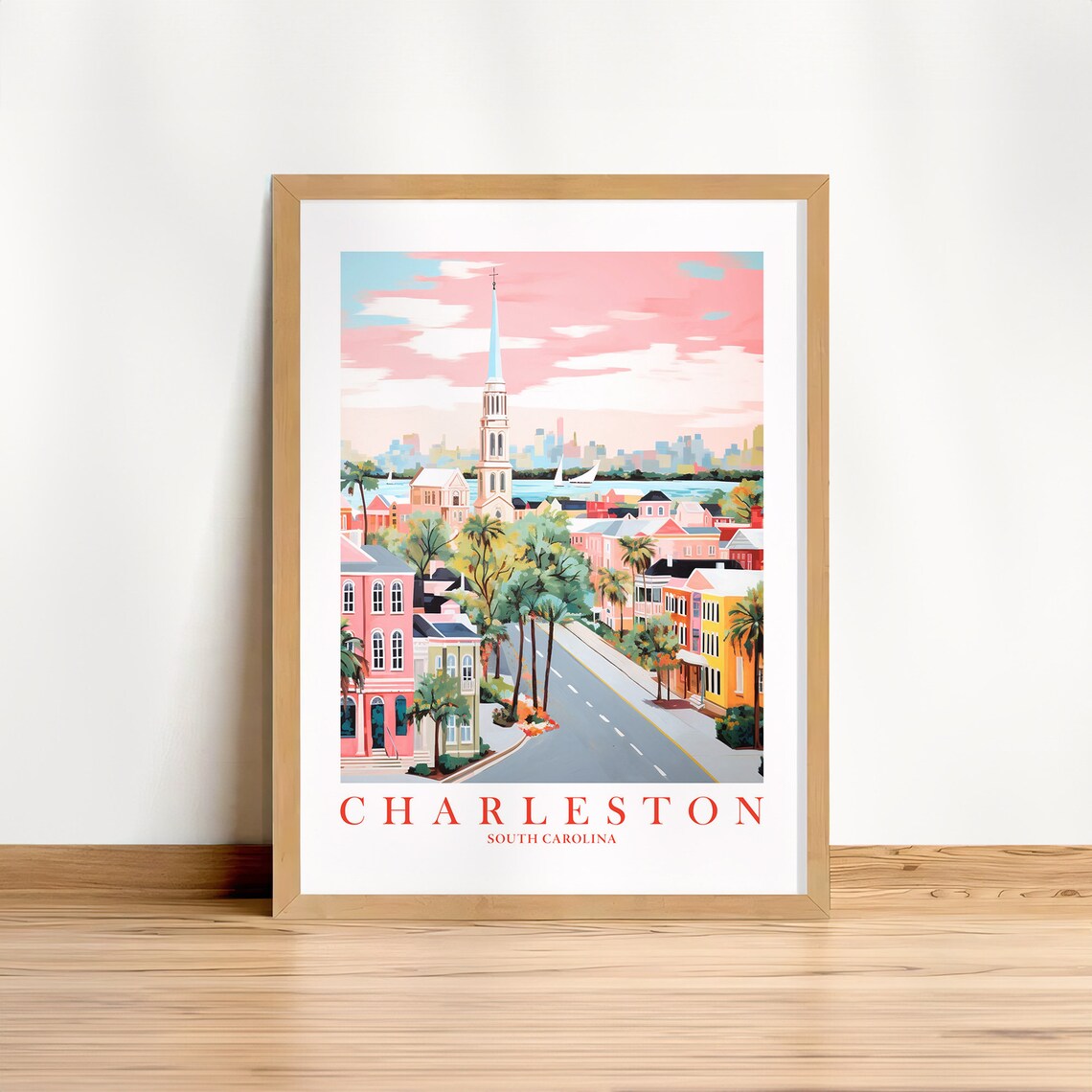 Charleston SC Retro Travel Poster, South Carolina