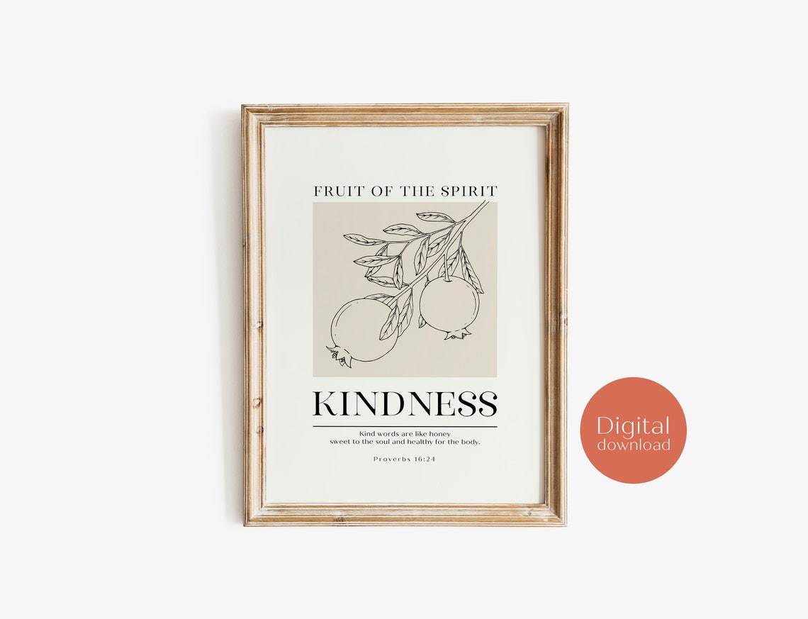 Fruit of the Spirit Kindness Proverbs 16:24 Scripture Poster - Image 3
