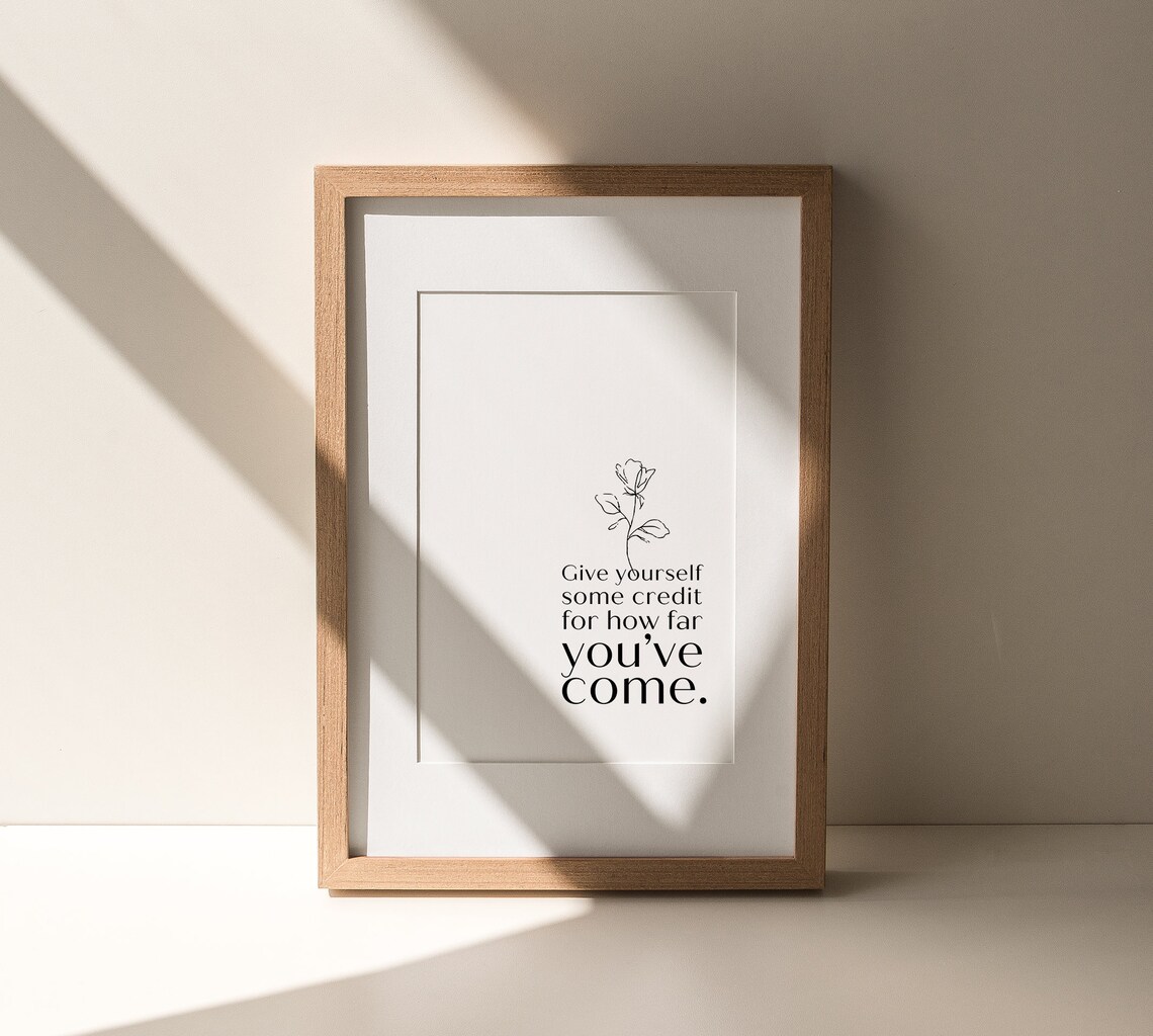 Give Yourself Some Credit Affirmation Floral Line Art Poster - Image 2