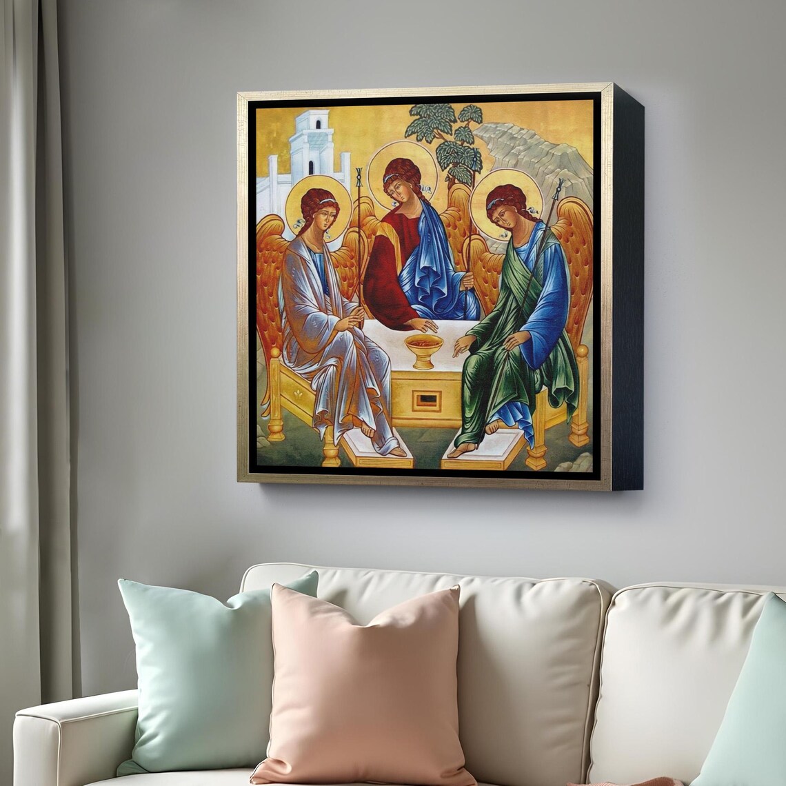 Andrei Rublev Holy Trinity Icon Three Angels Classic Orthodox Religious Art Poster - Image 4