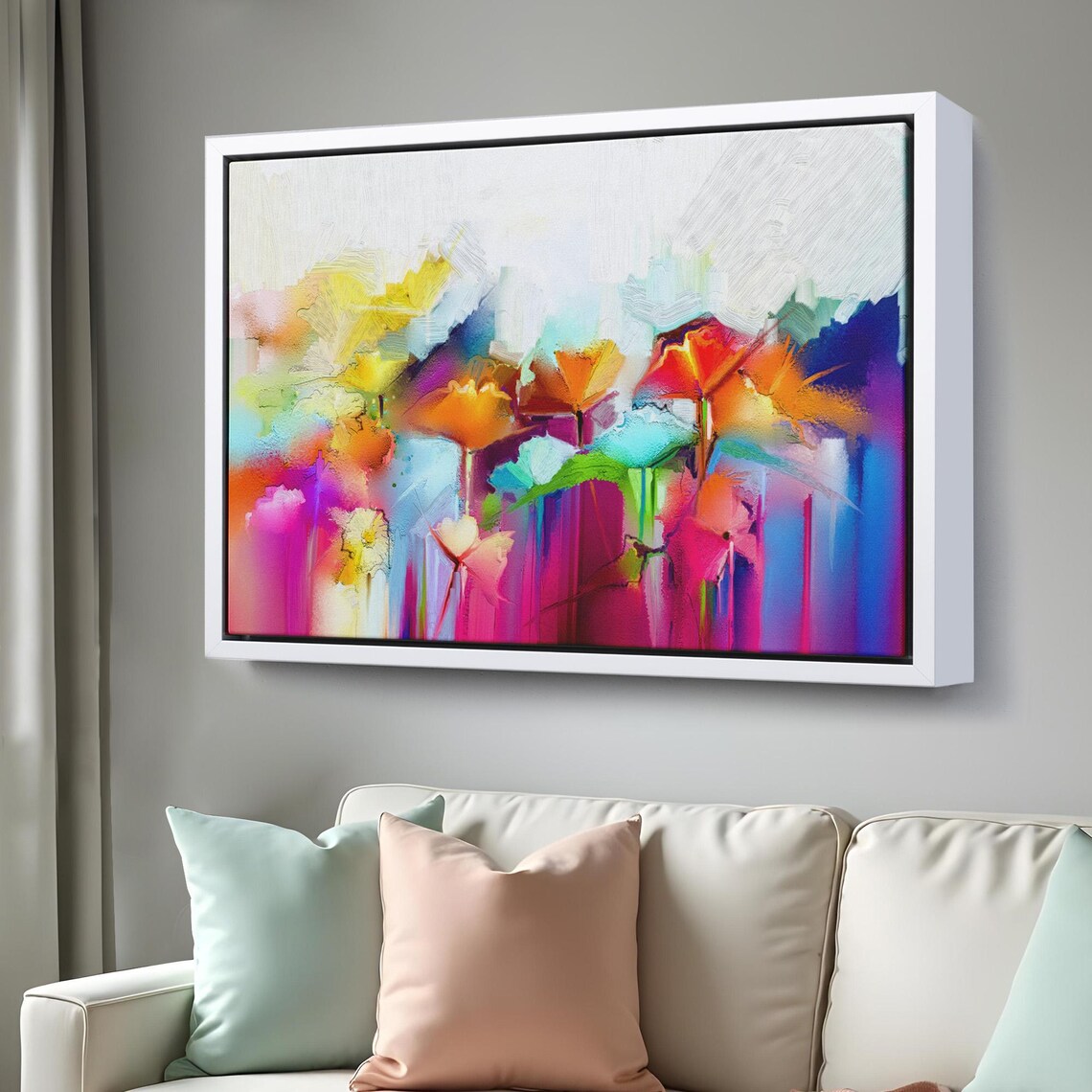Abstract Colorful Flowers Oil Painting Vibrant Modern Floral Poster - Image 3