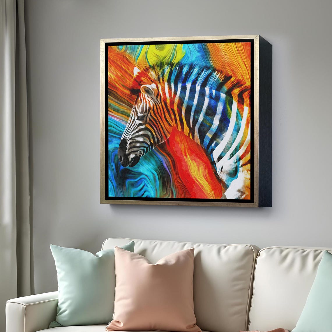 Zebra Profile Psychedelic Colorful Swirl Abstract Animal Art Poster - Image 4