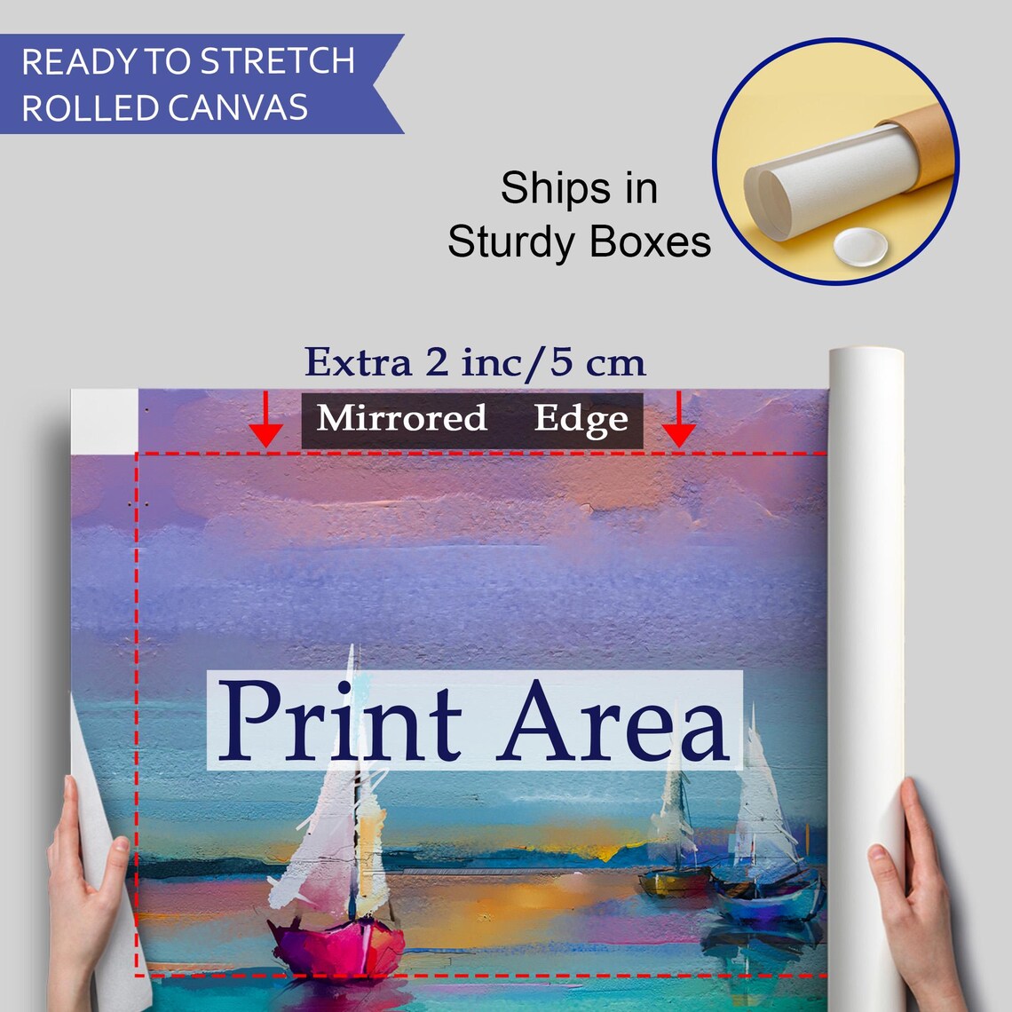 Turquoise Sunset Sailboats Ocean Calm Waters Oil Painting Poster - Image 4
