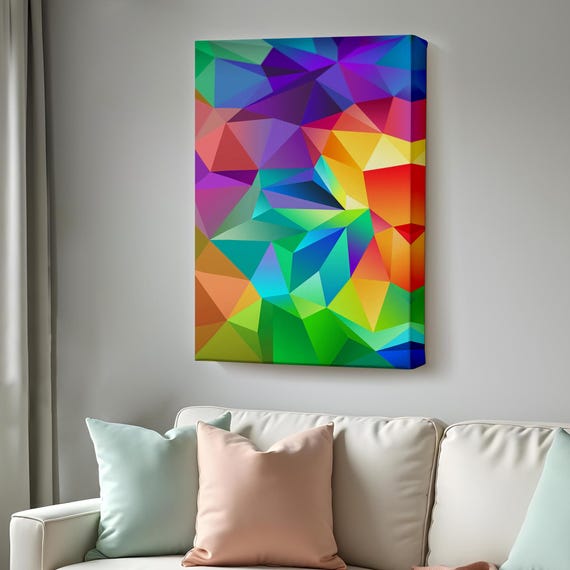Colorful Geometric Shapes Multi Colored Abstract Painting Large Wall Art Abstract Print Abstract Wall Art
