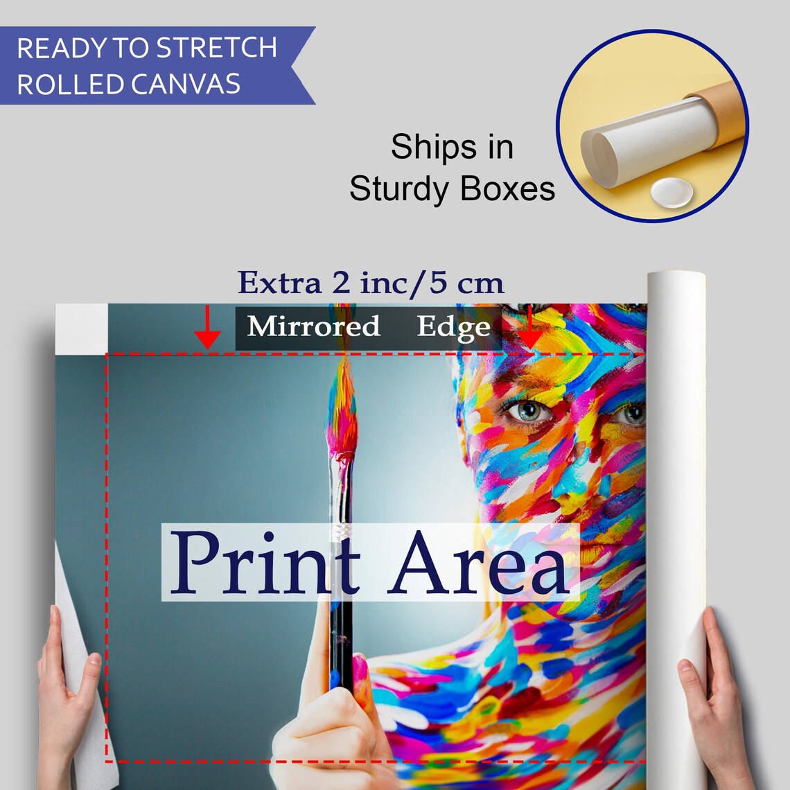Artistic Woman Paintbrush Colorful Face Paint Body Art Poster - Image 4