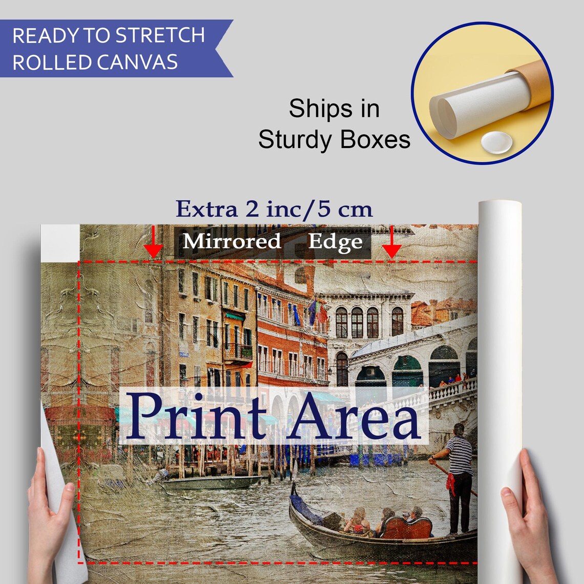 Venice Rialto Bridge Gondola Gondolier Vintage Style Travel Poster - Image 4