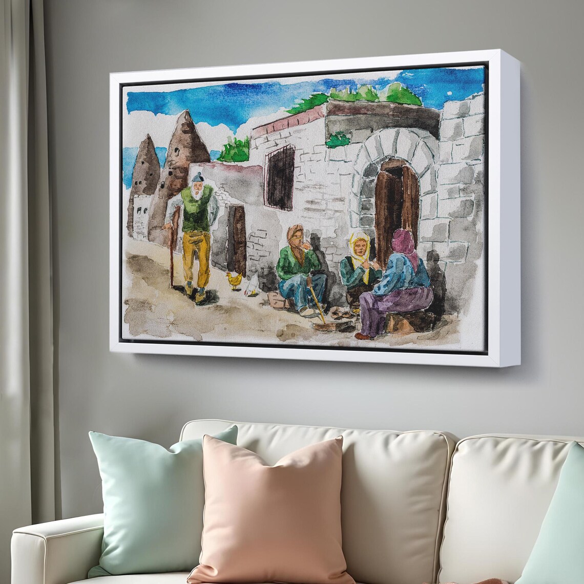 Cappadocia Turkey Fairy Chimneys Stone Houses Watercolor Travel Poster - Image 3