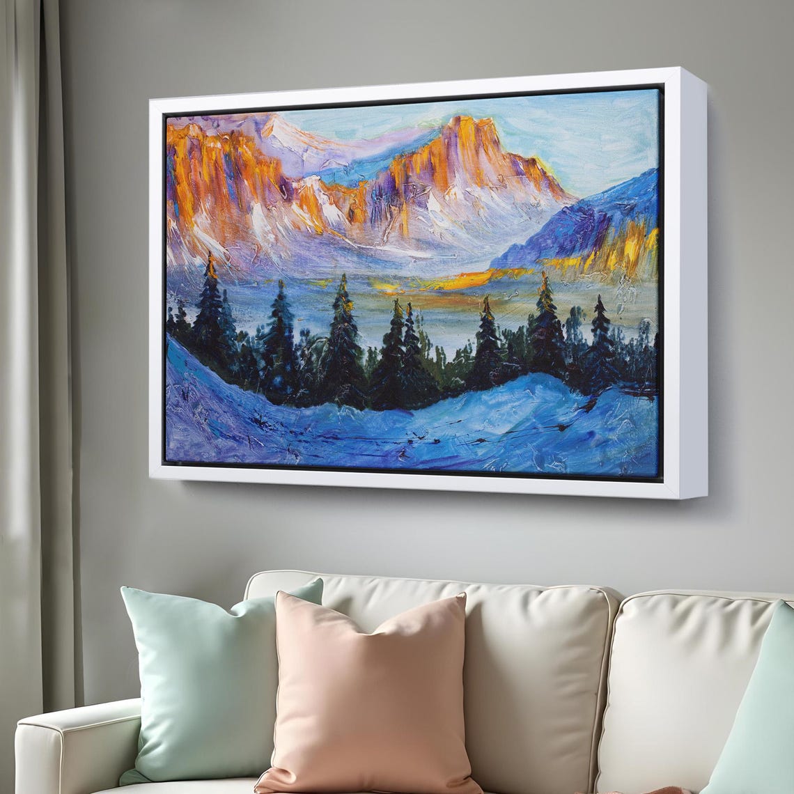 Russia Snow Capped Mountain Landscape Wall Painting Nature Wall Decor Landscape Wall Table Nature Art - Image 3