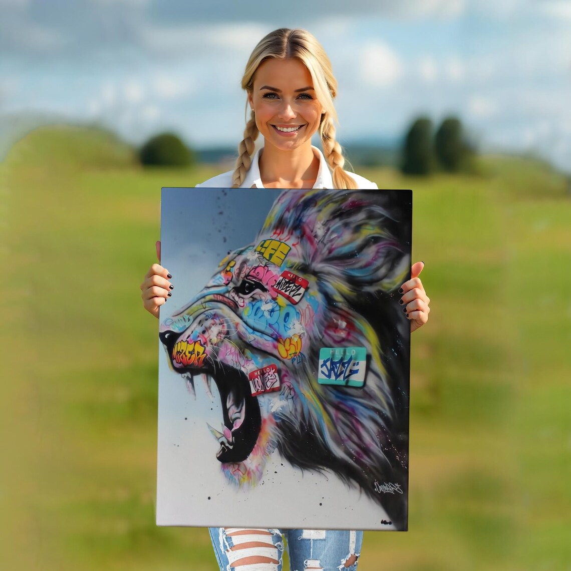 Roaring Lion Graffiti Pop Art Colorful Street Style Wild Animal Wall Art Poster - Image 5