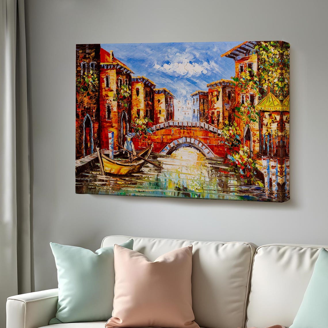 Venice Italy Canal Stone Bridge Gondolier Impressionist Poster