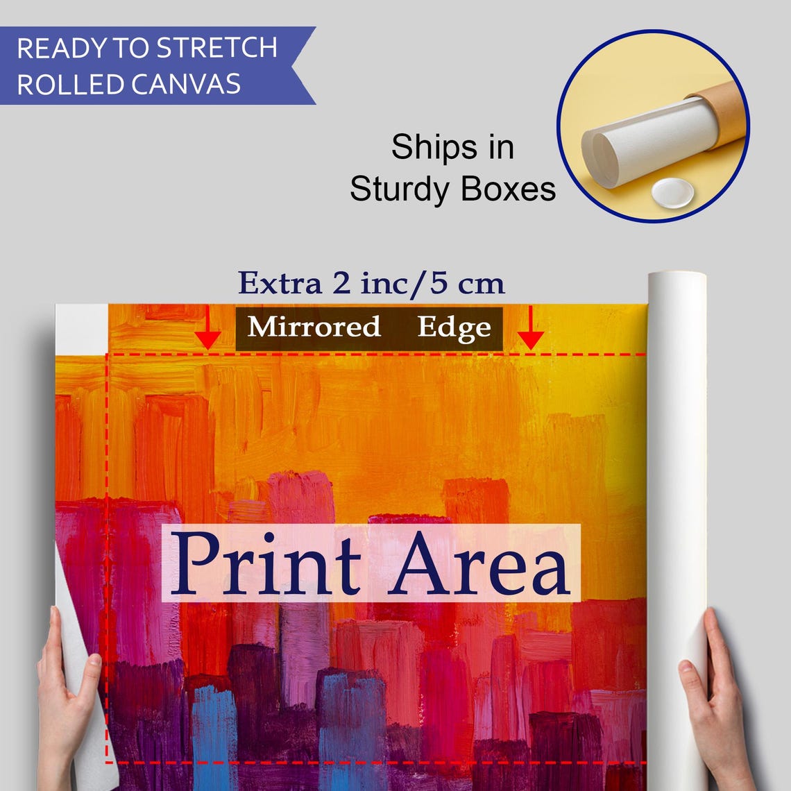 Abstract Magenta City Skyline Orange Sunset Bold Modern Art Print - Image 4