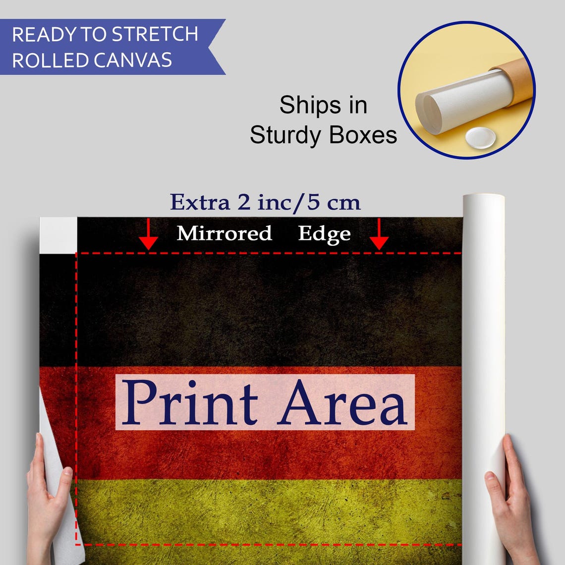 Distressed German Flag Grunge Texture Black Red Gold Vintage Wall Art - Image 4