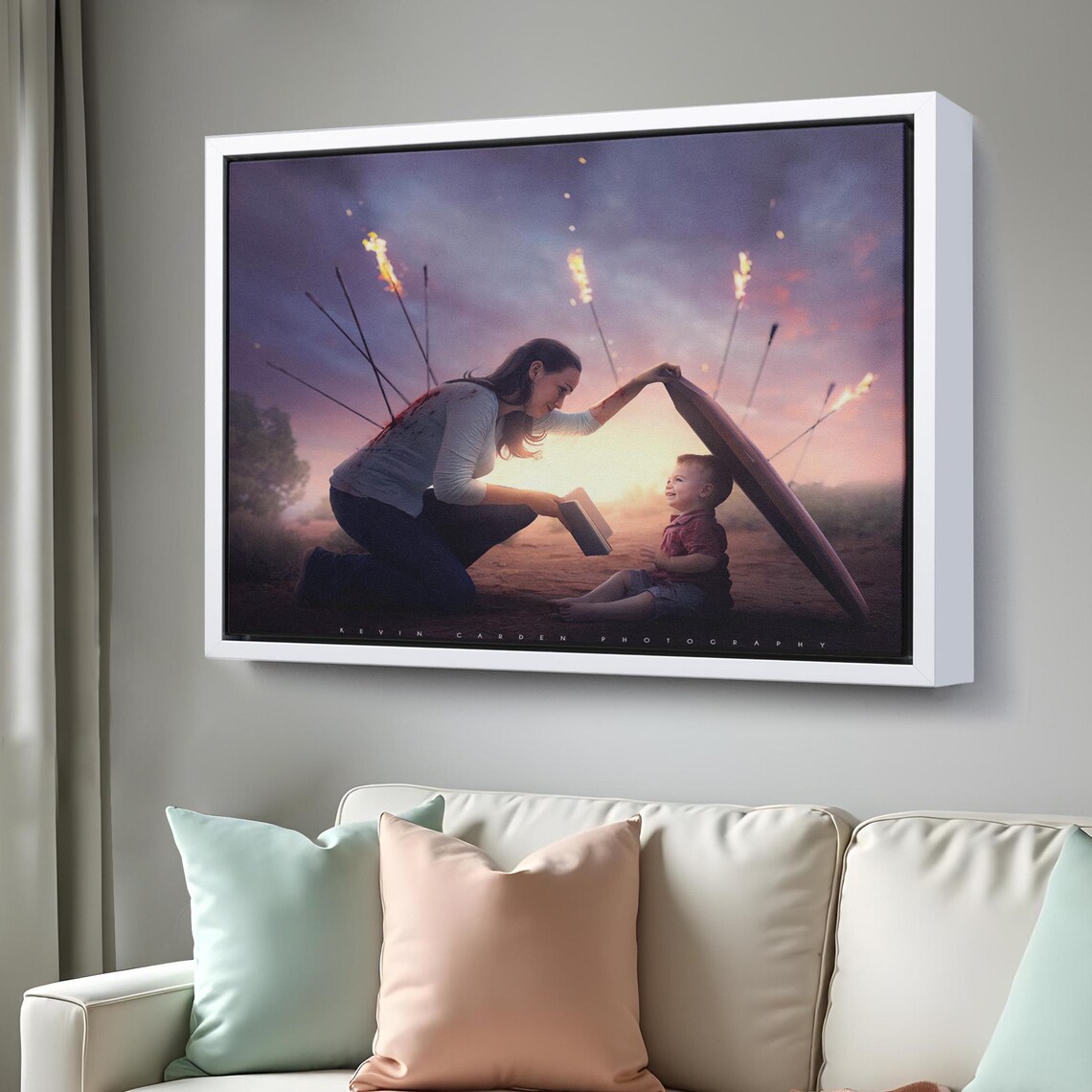 Mother Protecting Child With Knowledge, Library Poster - Image 3