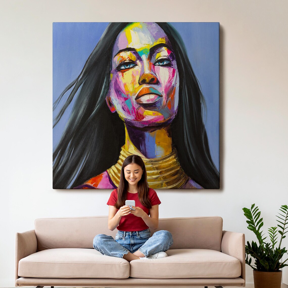 Colorful Pop Art Woman Portrait Rainbow Face Bold Modern Poster - Image 3