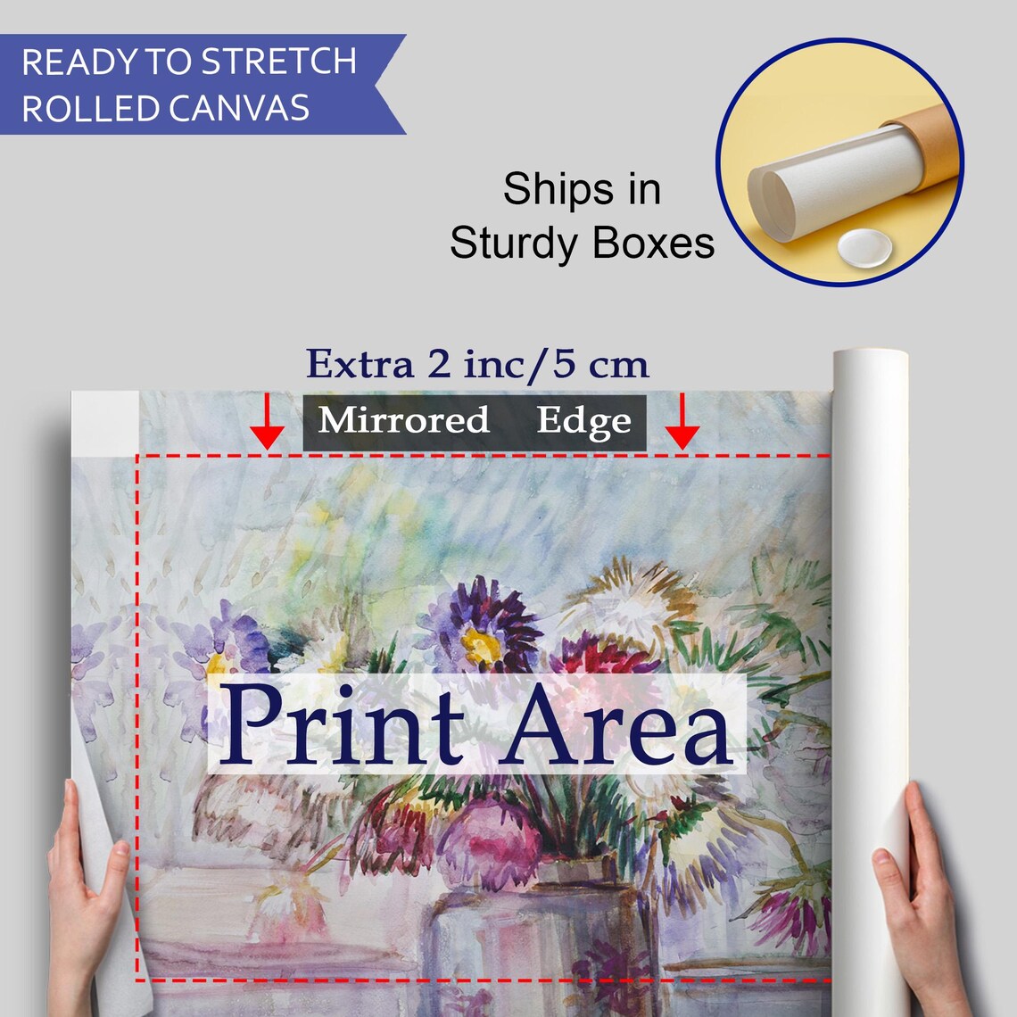 Purple Aster Bouquet Watercolor Flowers Vase Still Life Art Print - Image 4