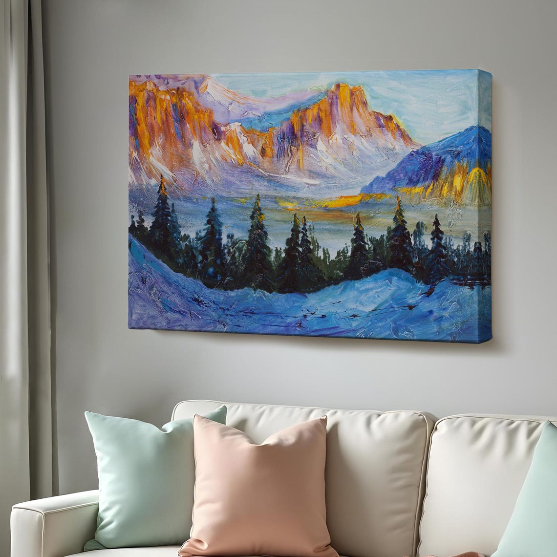 Russia Snow Capped Mountain Landscape Wall Painting Nature Wall Decor Landscape Wall Table Nature Art