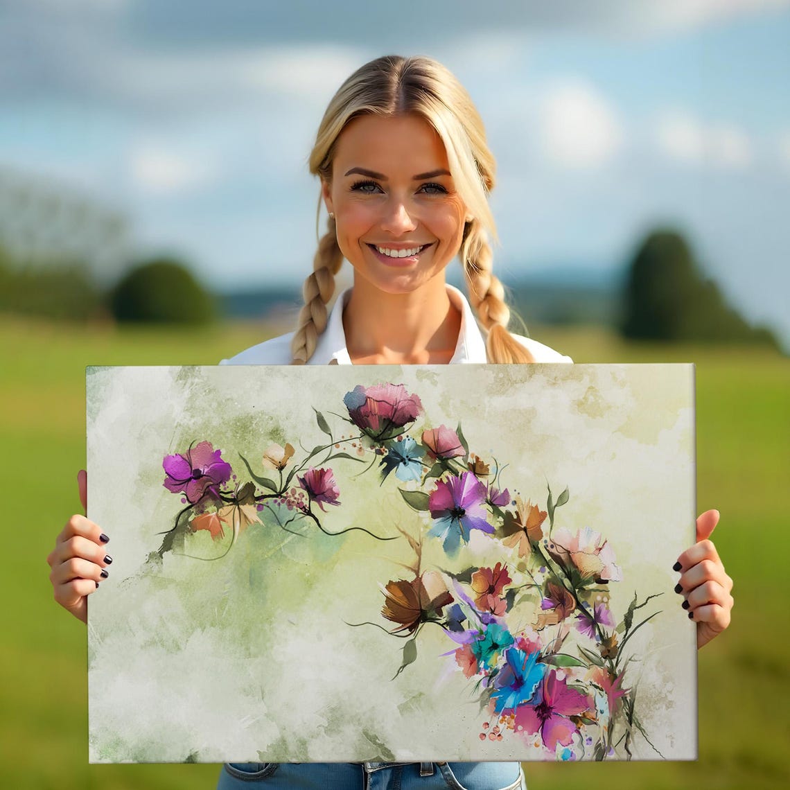 Abstract Spring Blossom Branch Watercolor Delicate Floral Art Poster - Image 5