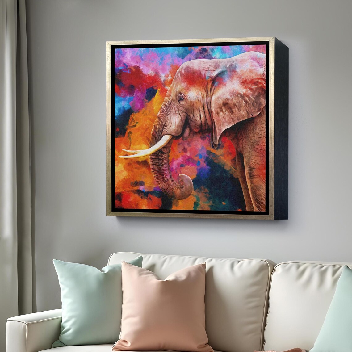 Elephant Profile Colorful Watercolor Abstract Safari Animal Art Poster - Image 4