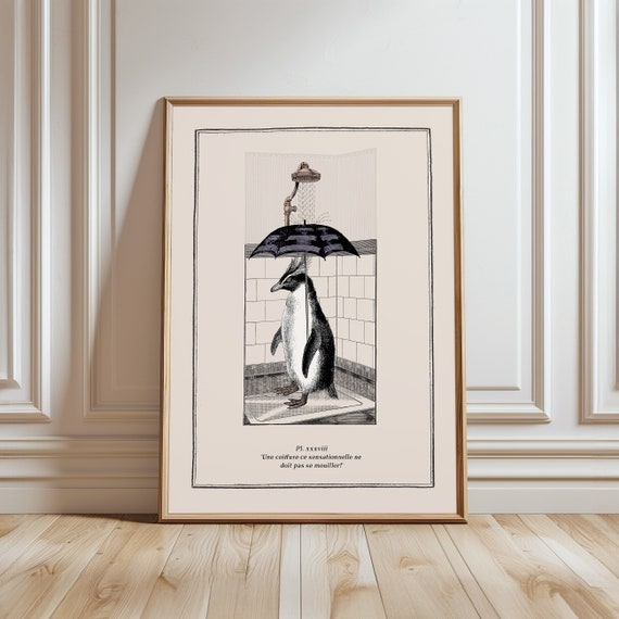 Funny Rockhopper Penguin Bathroom Wall Art Print