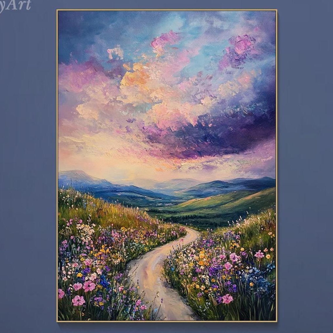 3d Textured Wall Art Wildflower Meadow Art Original Floral Oil Painting Colorful Field Flowers Decor Living Room Wall Art Natural Art