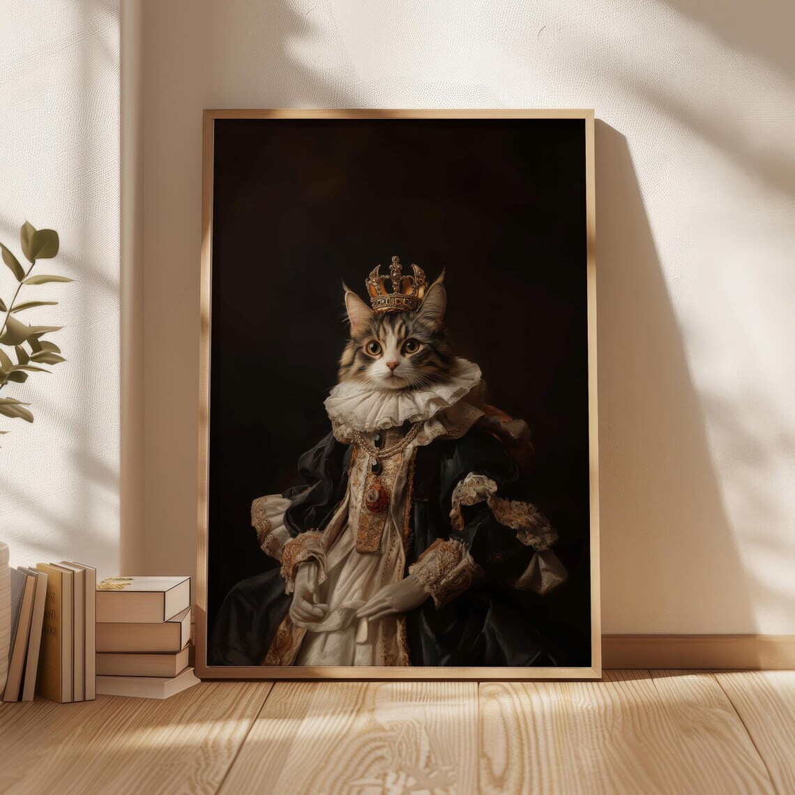 Royal Cat Portrait Crown Baroque Painting Funny Kitty Wall Poster