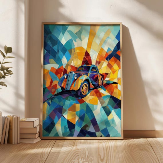 Picasso Style Car Poster Wall Art Home Decor Prints