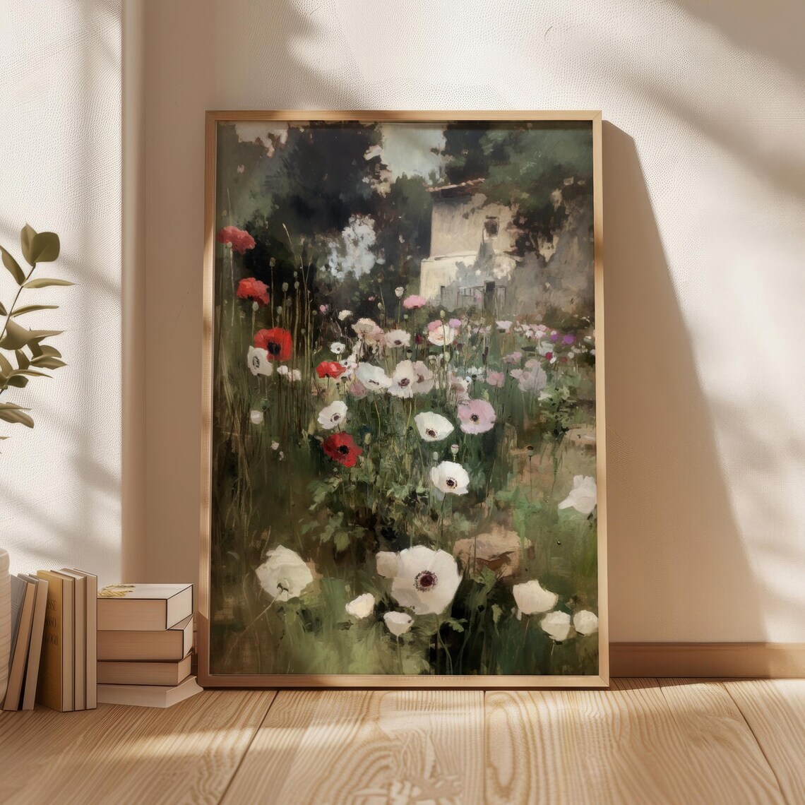 Impressionist Poppy Garden Blooming Flowers Painting Art Poster