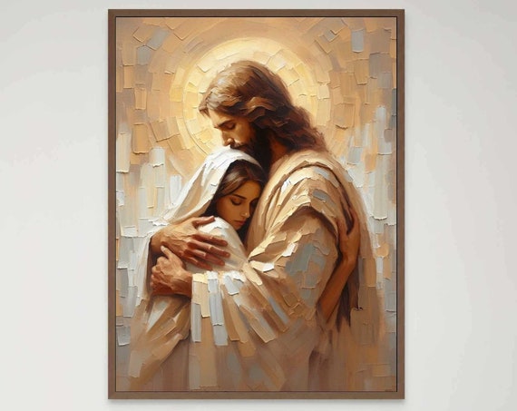 His Understanding Modern Christian Art Jesus Hugging Woman Jesus Wall Art Lds Art Bible Verse Wall Art Jesus Jesus And Girl