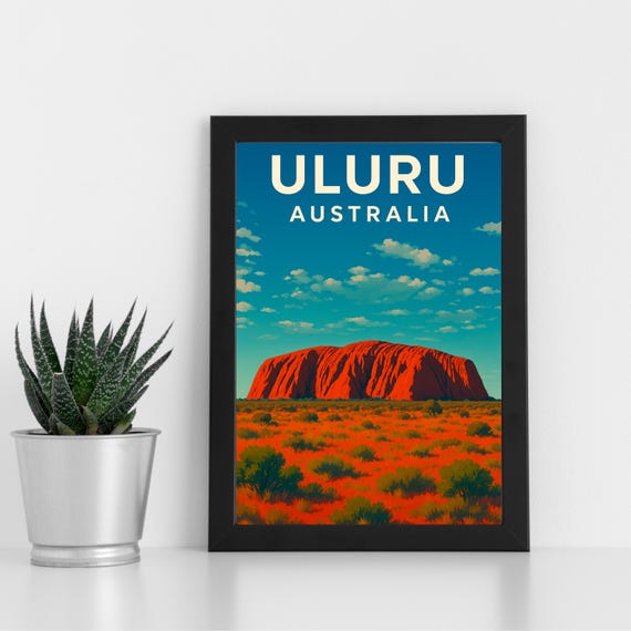Uluru Print Artwork L Australia Oceania Custom Poster Postcard Framed Greeting Card Portrait