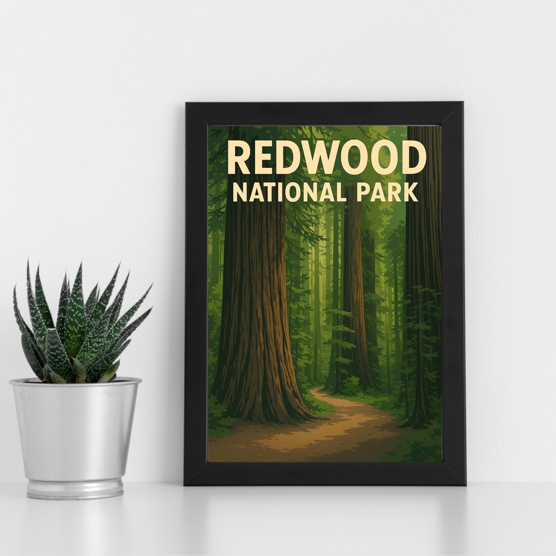 Redwood National Park Giant Forest Trail Vintage Travel Poster