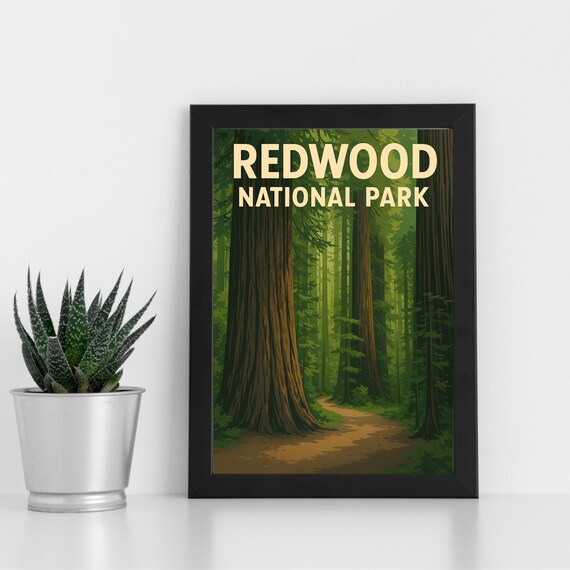 Redwood National Park Giant Forest Trail Vintage Travel Poster