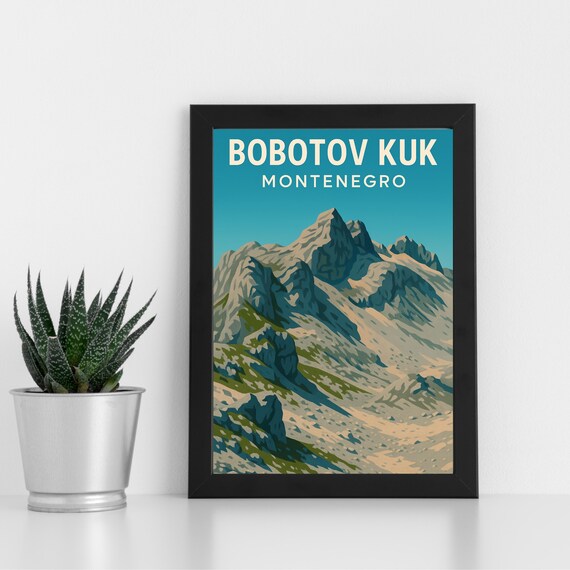 Bobotov Kuk Montenegro Durmitor Peak Mountain Vintage Travel Poster