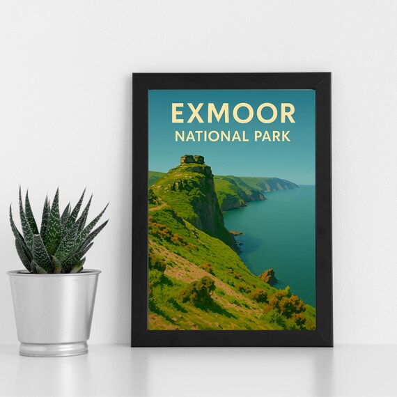 Exmoor National Park Vintage Coastal Cliffs Seaside Travel Poster