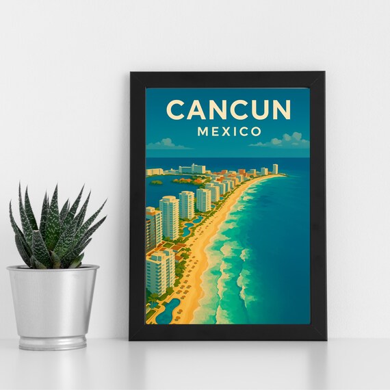 Cancun Print Artwork L Mexico North America Custom Poster Postcard Framed Greeting Card Portrait