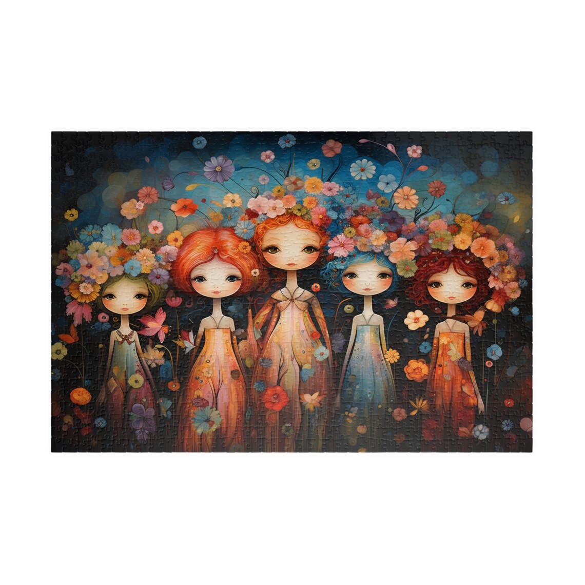 Five Sweet Girls Wearing Bright Flower Crowns in a Garden Poster - Image 4