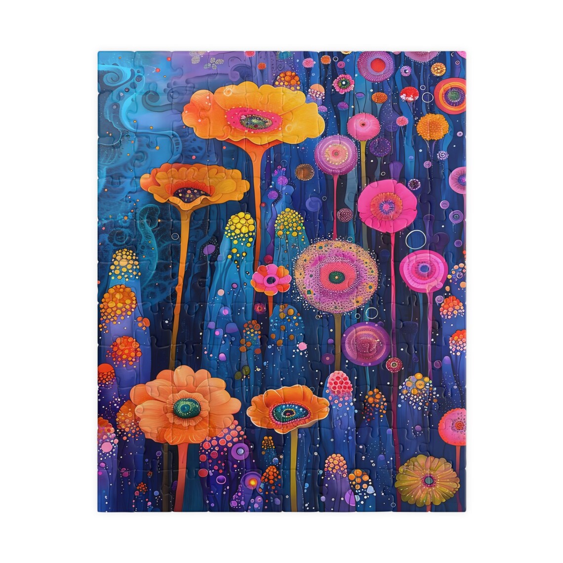 Whimsical Fairy Garden Glowing Neon Flowers Night Dream Art Poster - Image 2