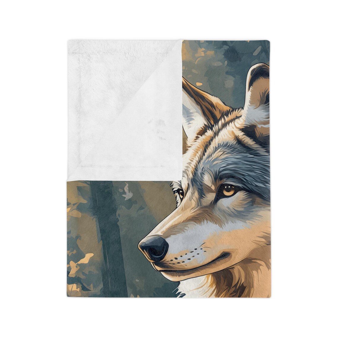 Majestic Wolf Standing in a Golden Autumn Forest Scene Poster - Image 3