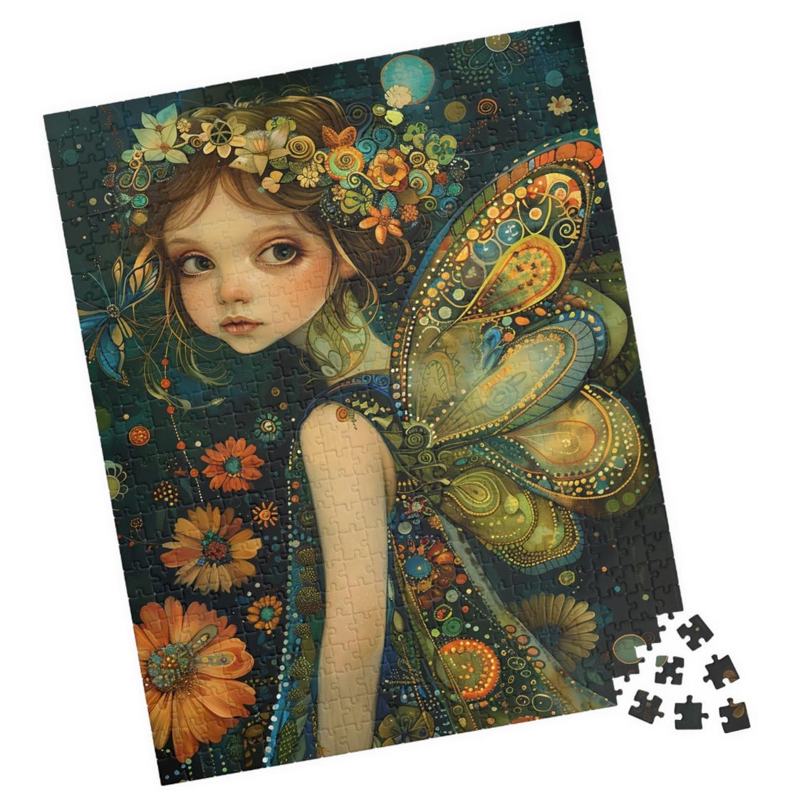 Fairy Girl With Butterfly Wings and Floral Crown Fantasy Art Poster