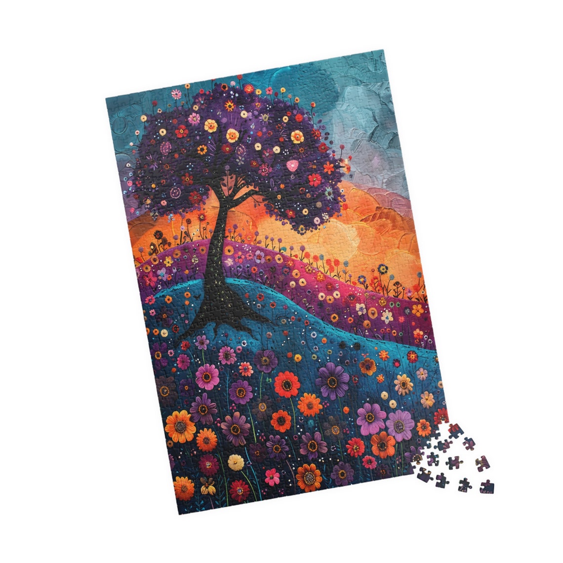 Blossoming Tree Sunset Hills Colorful Wildflower Meadow Poster - Image 4