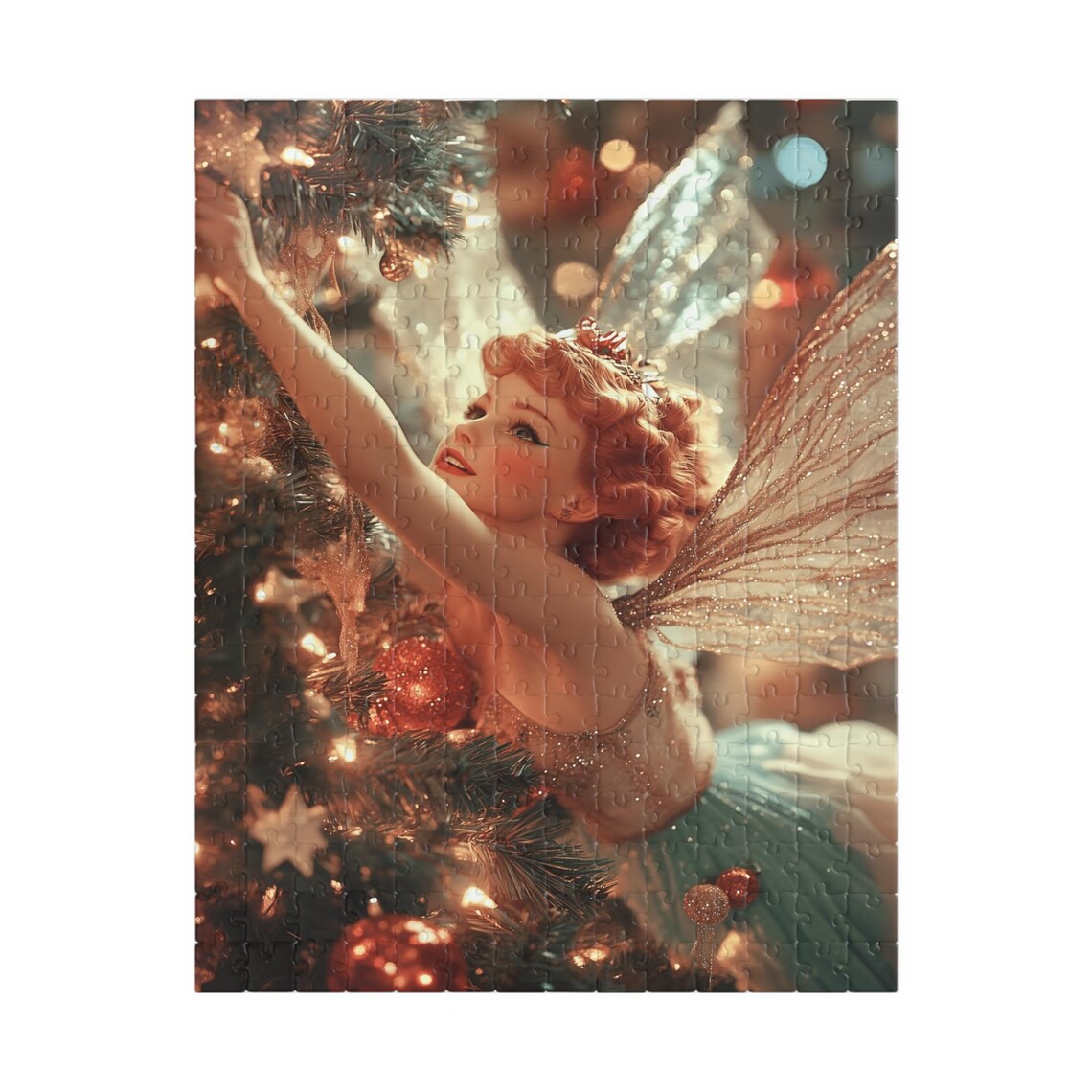 Vintage Fairy Decorating A Christmas Tree With Sparkling Wings Poster - Image 5